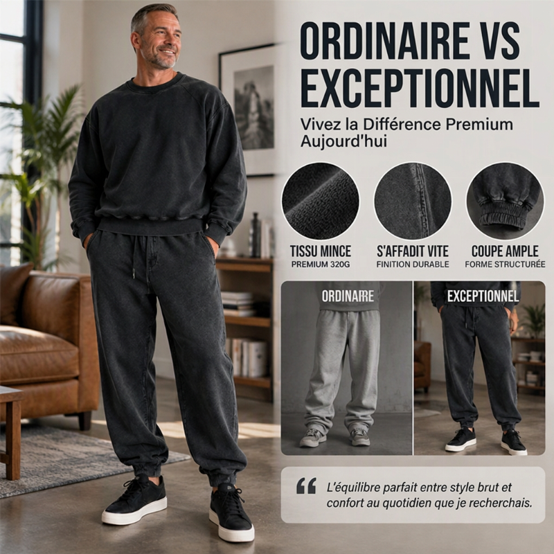 ✨ Pantalon de survêtement homme en denim lavé — décontracté, sportif, facile à porter 👖