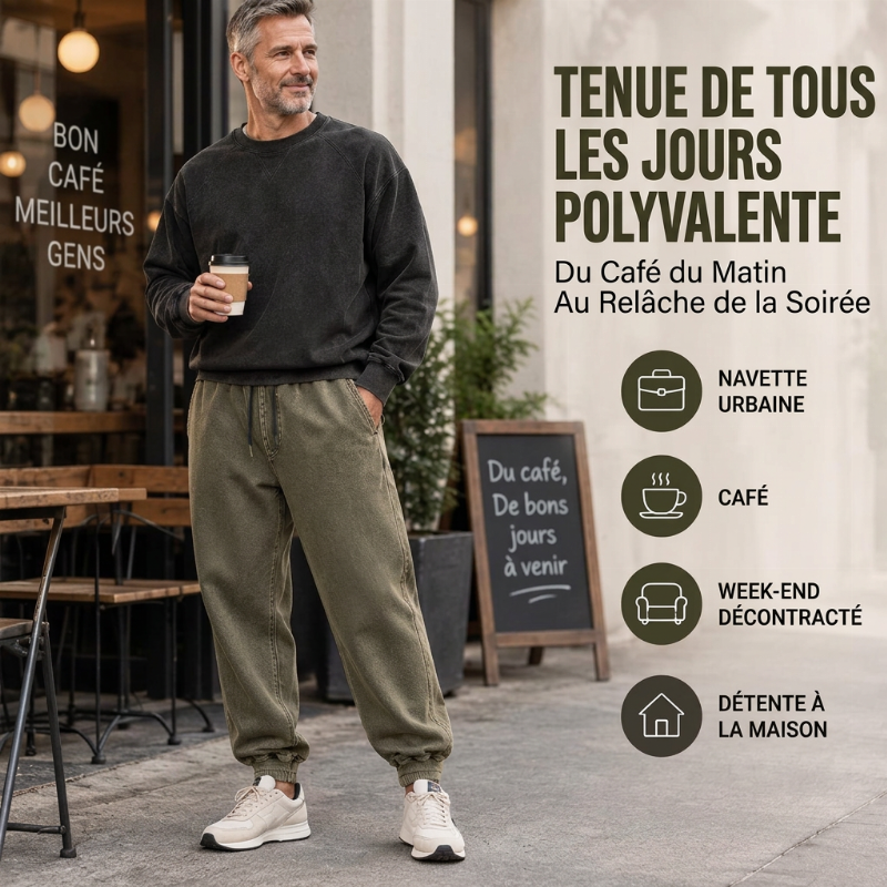 ✨ Pantalon de survêtement homme en denim lavé — décontracté, sportif, facile à porter 👖