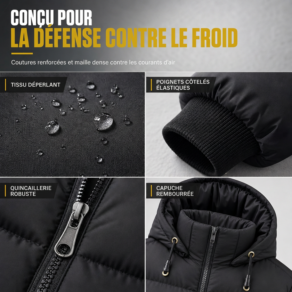 ✨ Envie d’un manteau court matelassé d’hiver pour homme, chaud et facile à porter ? Doublure peluche 🧥