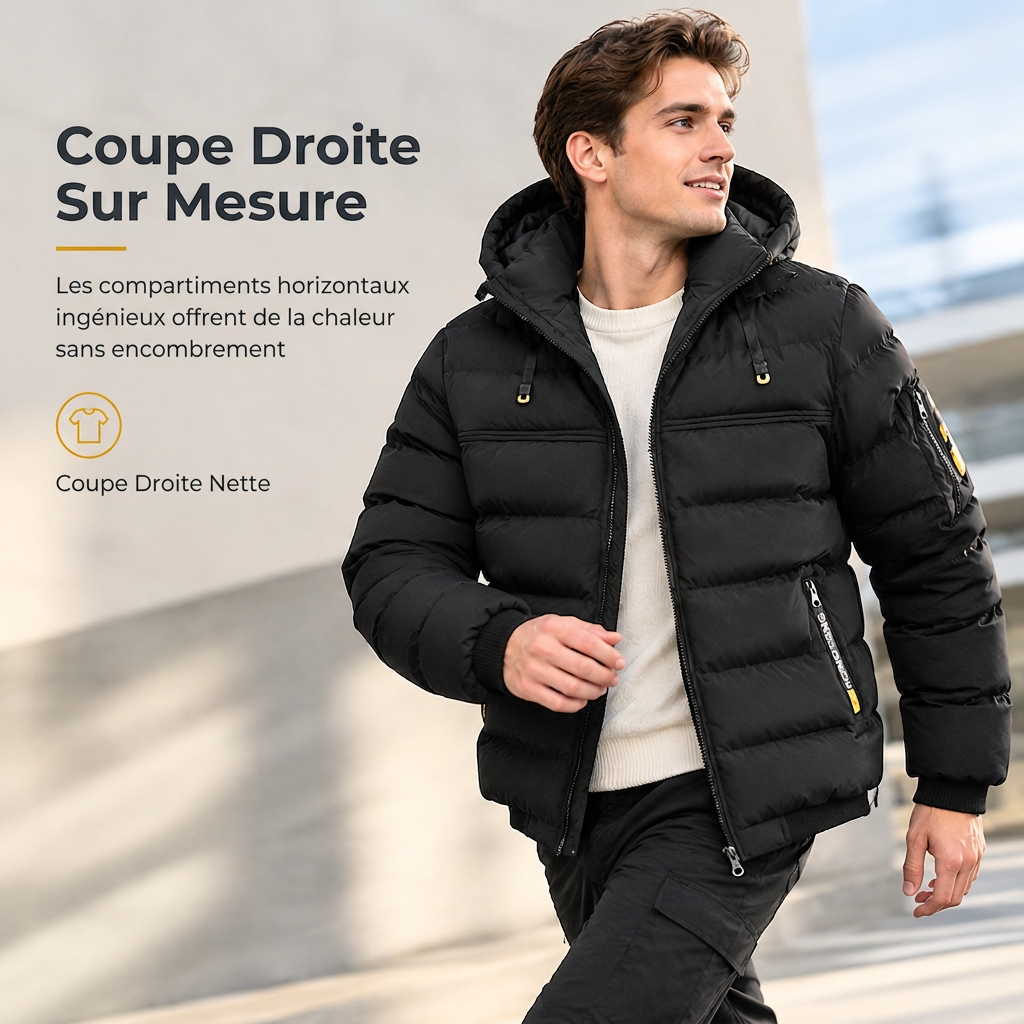 ✨ Envie d’un manteau court matelassé d’hiver pour homme, chaud et facile à porter ? Doublure peluche 🧥