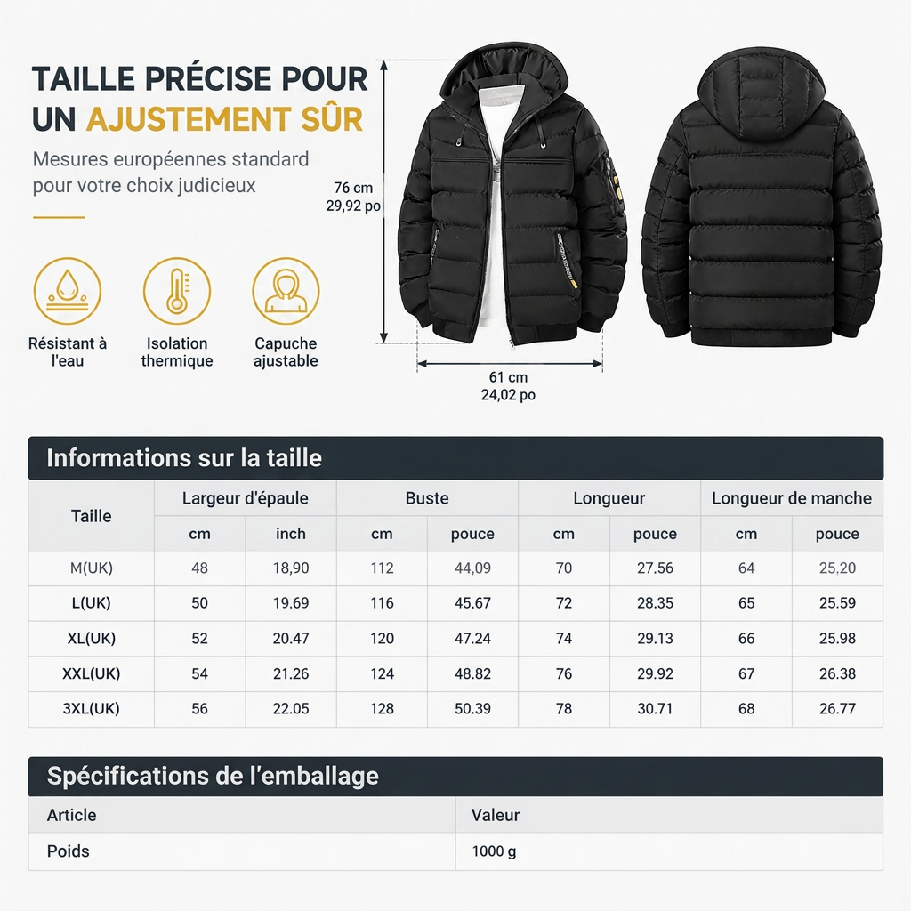 ✨ Envie d’un manteau court matelassé d’hiver pour homme, chaud et facile à porter ? Doublure peluche 🧥
