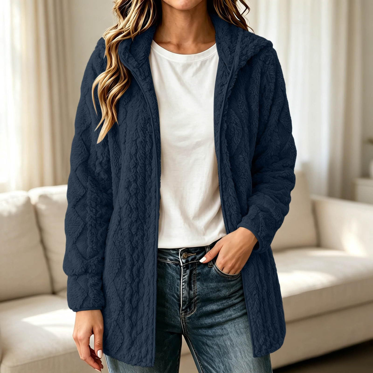 ✨ Manteau cardigan à capuche pelucheuse pour femme, décontracté : facile à porter au quotidien 🧥