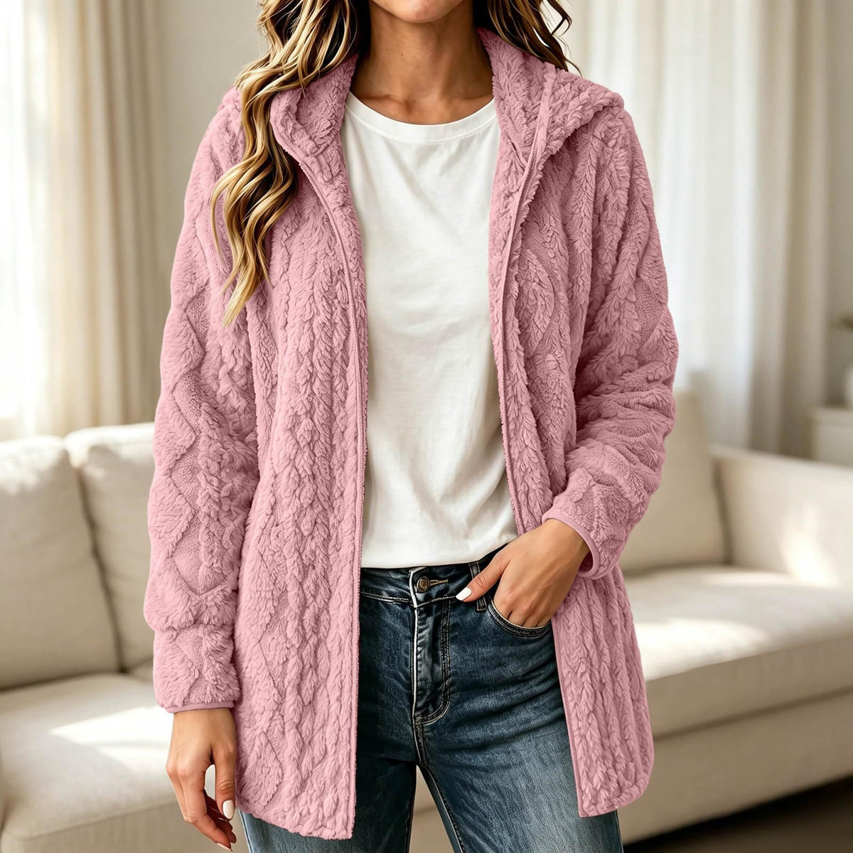 ✨ Manteau cardigan à capuche pelucheuse pour femme, décontracté : facile à porter au quotidien 🧥