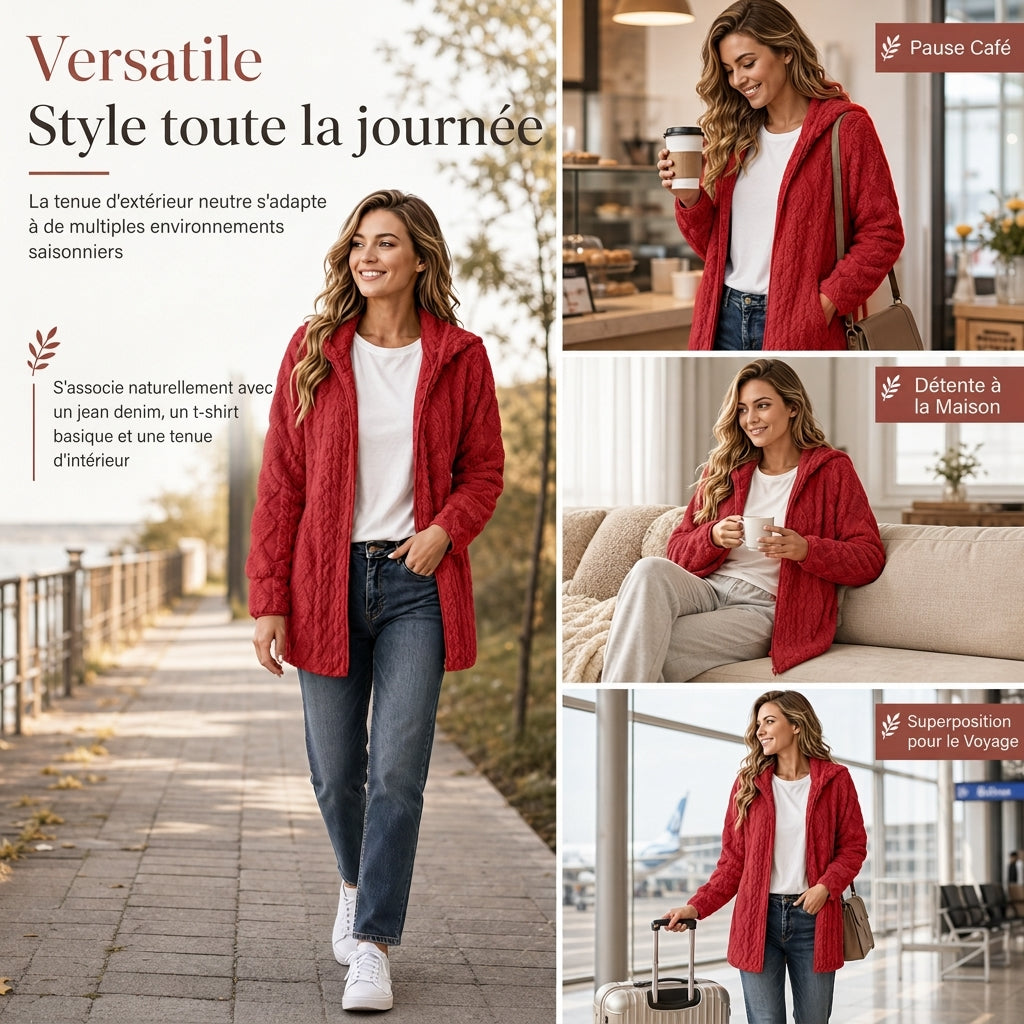 ✨ Manteau cardigan à capuche pelucheuse pour femme, décontracté : facile à porter au quotidien 🧥