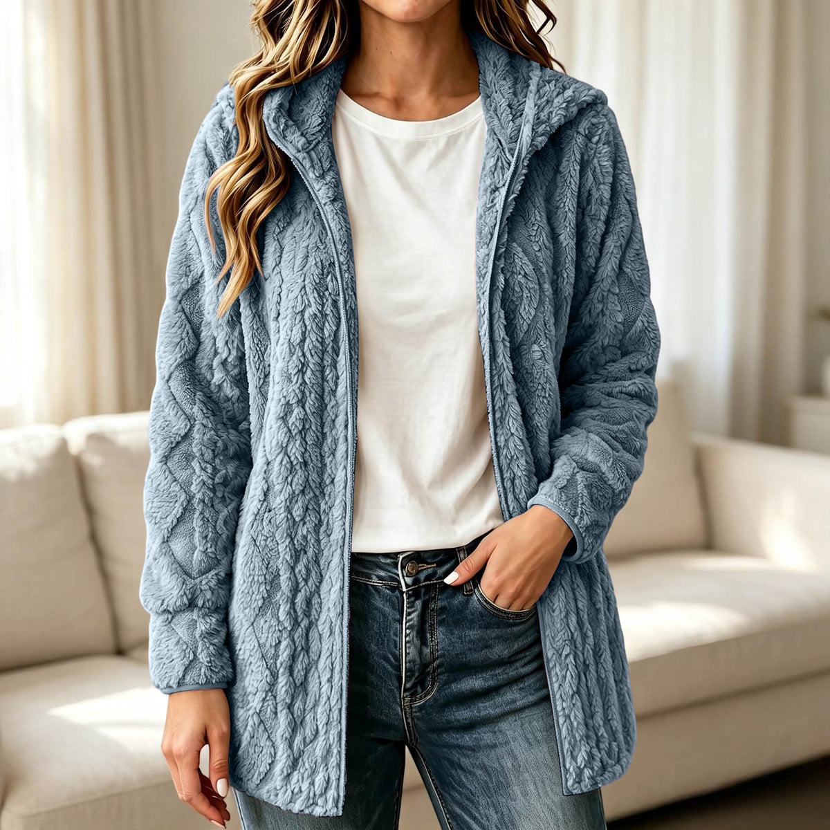 ✨ Manteau cardigan à capuche pelucheuse pour femme, décontracté : facile à porter au quotidien 🧥