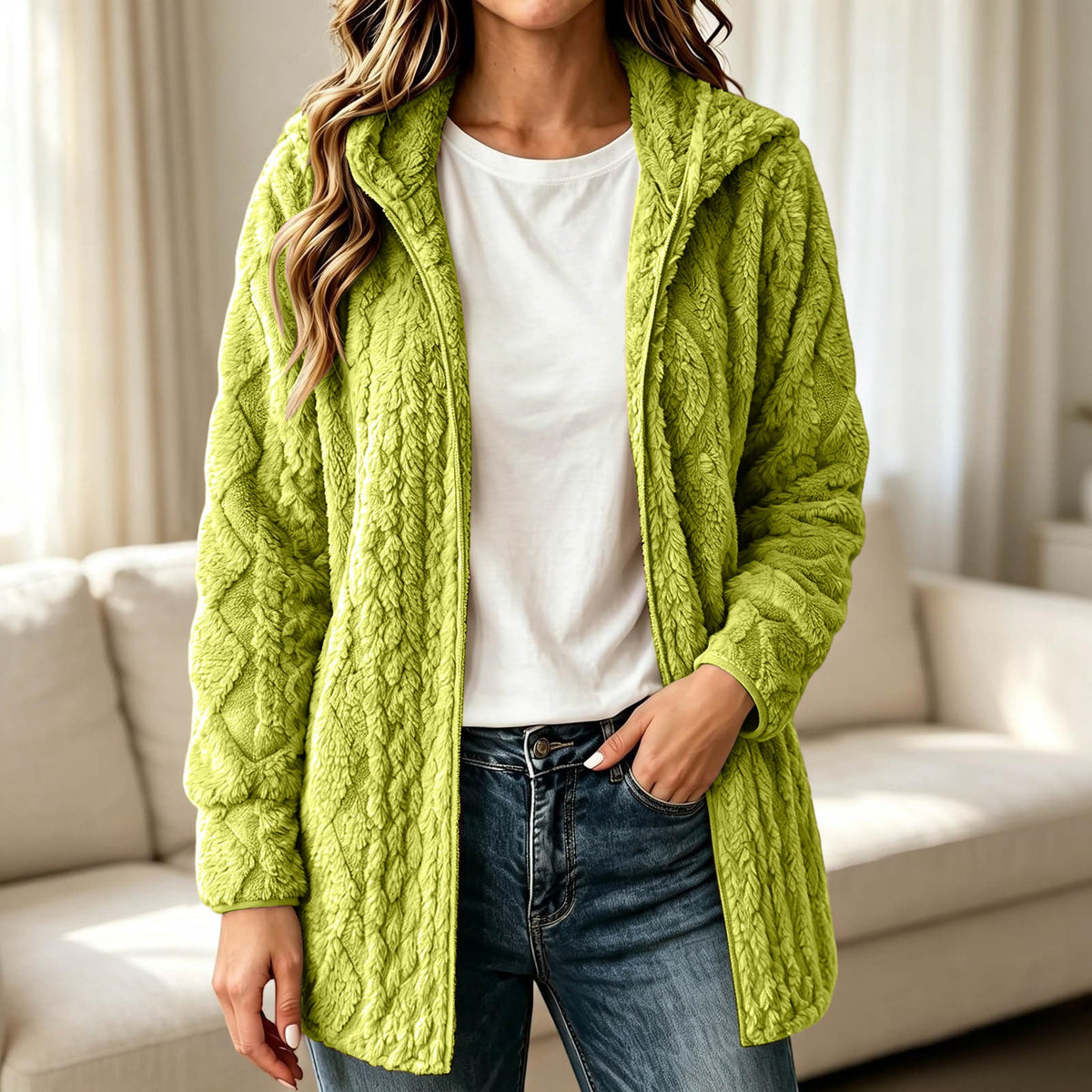 ✨ Manteau cardigan à capuche pelucheuse pour femme, décontracté : facile à porter au quotidien 🧥
