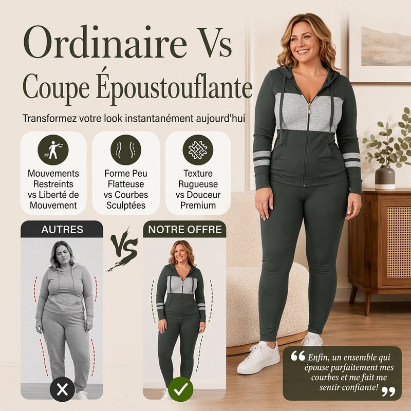 ✨ Ensemble 2 pièces pour femme : sweat à capuche et pantalon, facile à porter au quotidien 👖