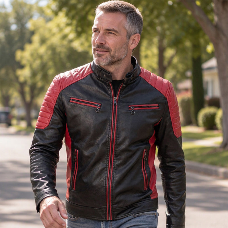 ✨ Veste à patchs à col montant pour homme, esprit vintage : facile à porter au quotidien 🧥