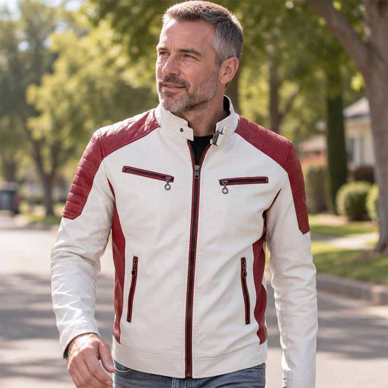 ✨ Veste à patchs à col montant pour homme, esprit vintage : facile à porter au quotidien 🧥