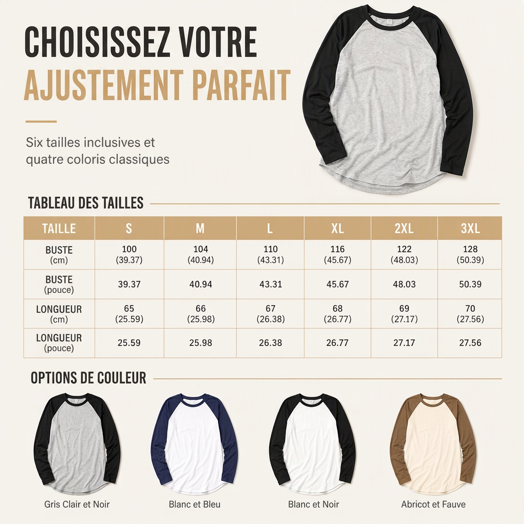 ✨ T-shirt femme à manches longues et col rond, color-block : facile à porter au quotidien 👕