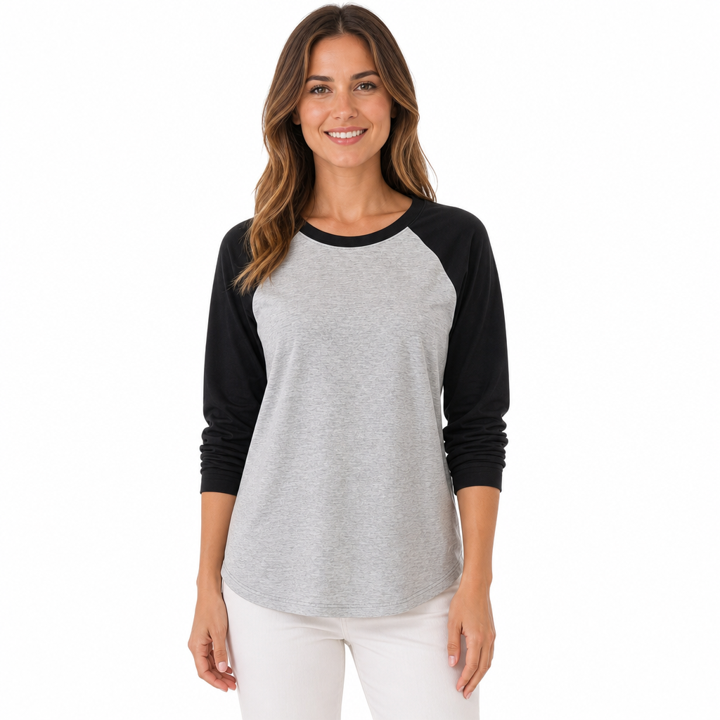 ✨ T-shirt femme à manches longues et col rond, color-block : facile à porter au quotidien 👕