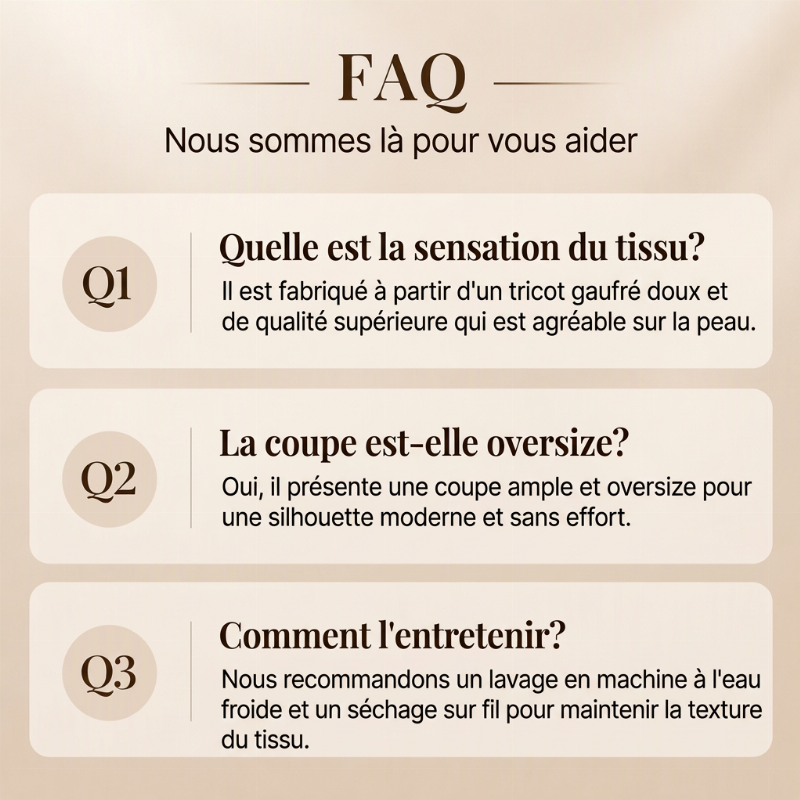 ✨ Haut en maille gaufrée à manches longues et col V pour femme : facile à porter au quotidien 🧶