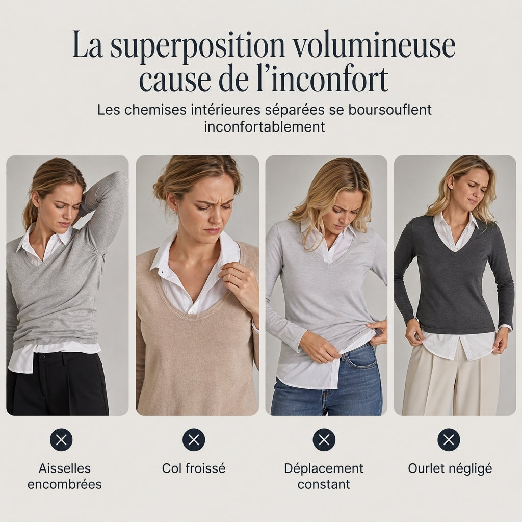 ✨ Pull en maille à rayures pour femme, style préppy et effet deux pièces, manches longues et coupe ajustée : facile à porter au quotidien 🧶