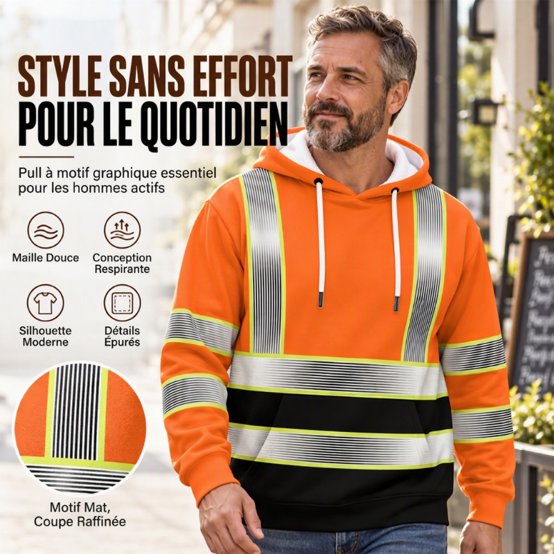 ✨ Hoodie pour homme à imprimé inspiré haute visibilité : facile à porter au quotidien 🧥