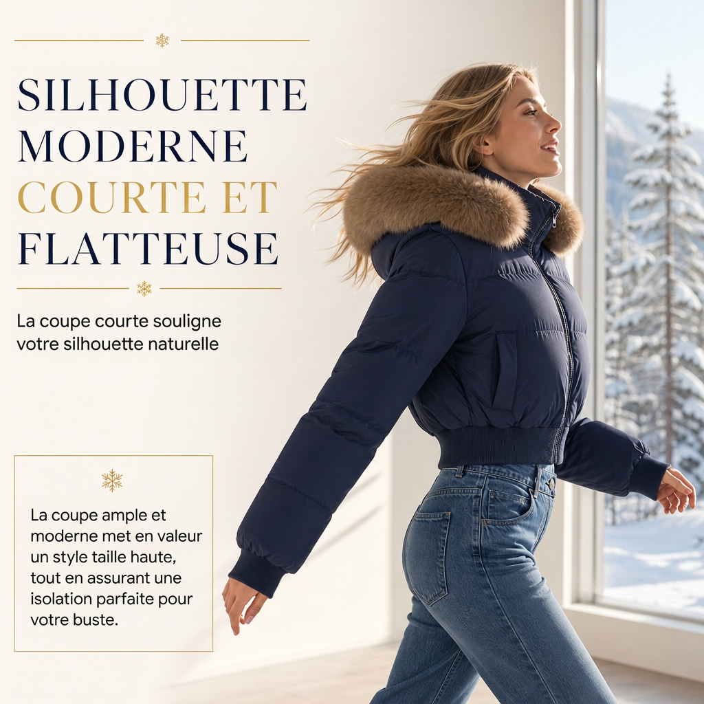 ✨ Manteau matelassé court à capuche pour femme, fausse fourrure : facile à porter en hiver 🧥