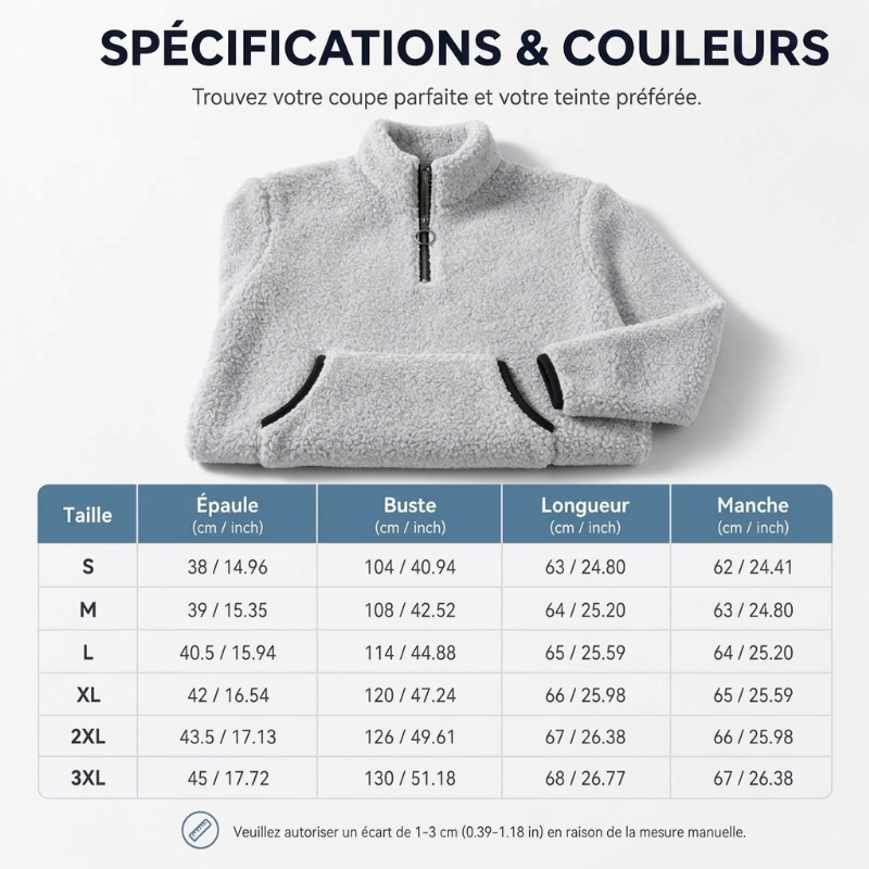 ✨ Sweat pelucheux demi-zip pour femme, polaire double face : facile à porter au quotidien 🧶