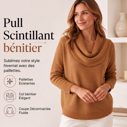 ✨ Pull en maille à col pailleté : tombé élégant et facile à porter au quotidien 🧶