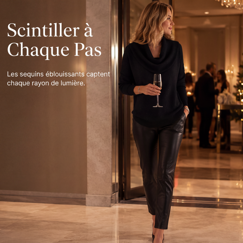 ✨ Pull en maille à col pailleté : tombé élégant et facile à porter au quotidien 🧶