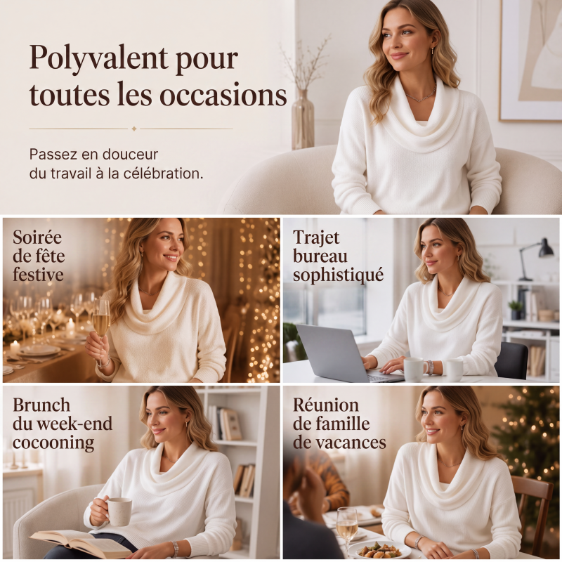 ✨ Pull en maille à col pailleté : tombé élégant et facile à porter au quotidien 🧶