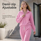 ✨ Ensemble deux pièces : haut demi-zip et pantalon long assortis, facile à porter au quotidien 🧶