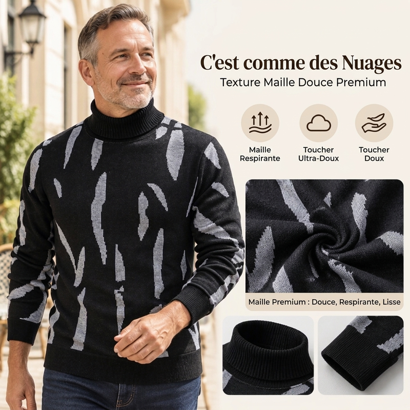 ✨ Pull col roulé pour homme, coupe slim et esprit casual : facile à porter au quotidien 🧶