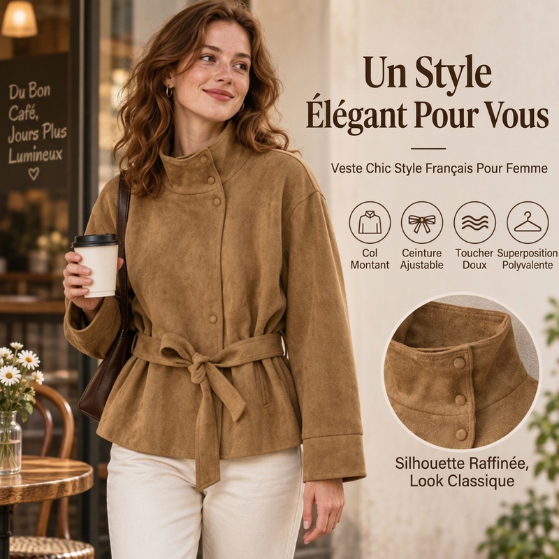 ✨ Veste pour femme à col montant et ceinture : élégante et facile à porter au quotidien 🧥