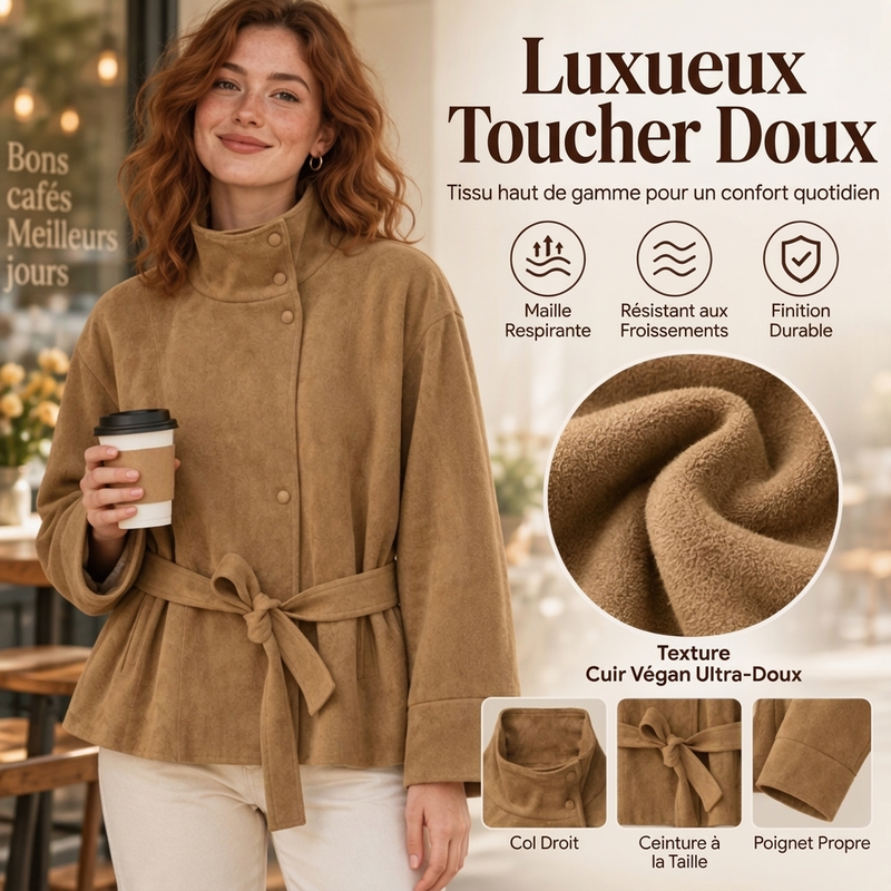 ✨ Veste pour femme à col montant et ceinture : élégante et facile à porter au quotidien 🧥
