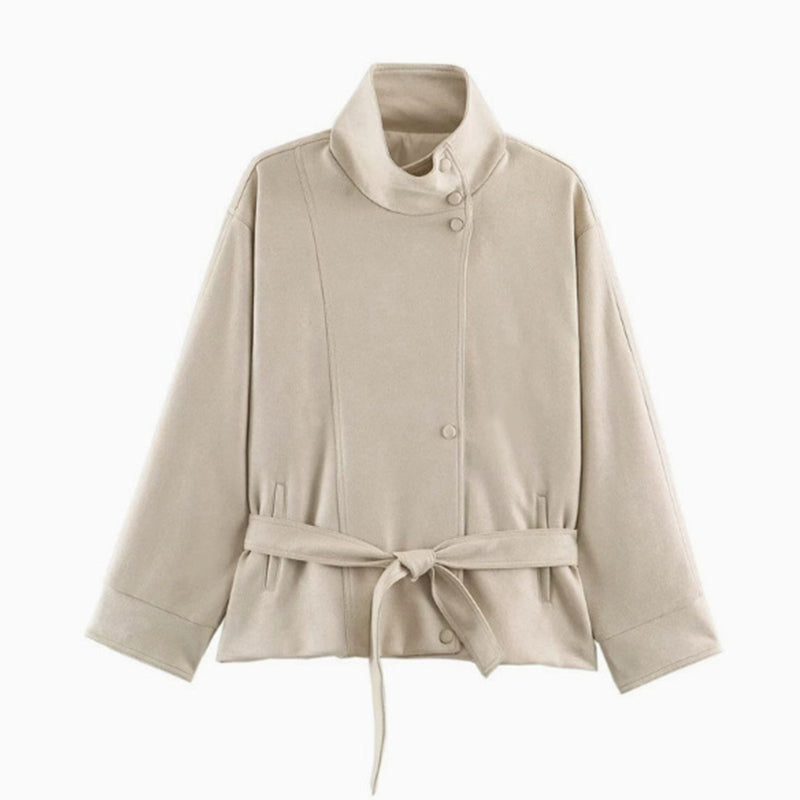 ✨ Veste pour femme à col montant et ceinture : élégante et facile à porter au quotidien 🧥