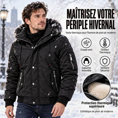 ✨ Veste d’hiver décontractée pour homme, capuche en fausse fourrure : facile à porter au quotidien 🧥