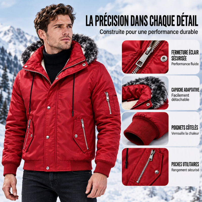✨ Veste d’hiver décontractée pour homme, capuche en fausse fourrure : facile à porter au quotidien 🧥