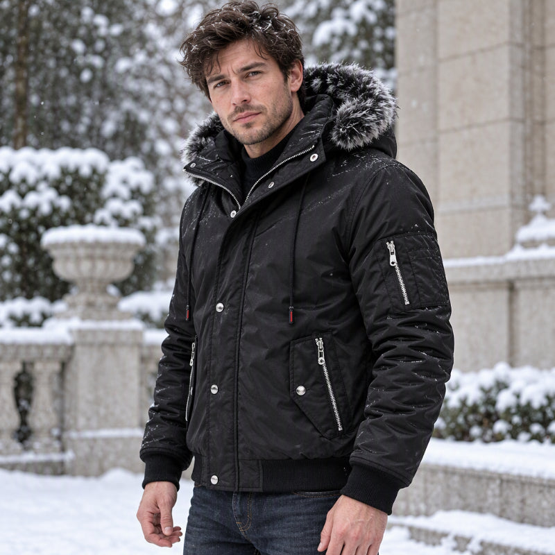 ✨ Veste d’hiver décontractée pour homme, capuche en fausse fourrure : facile à porter au quotidien 🧥