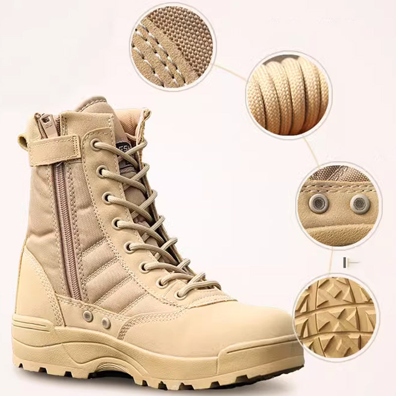 Bottes Tactiques Imperméables à Tige Haute en Extérieur pour Hommes