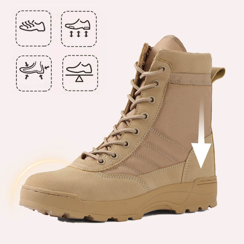 Bottes Tactiques Imperméables à Tige Haute en Extérieur pour Hommes