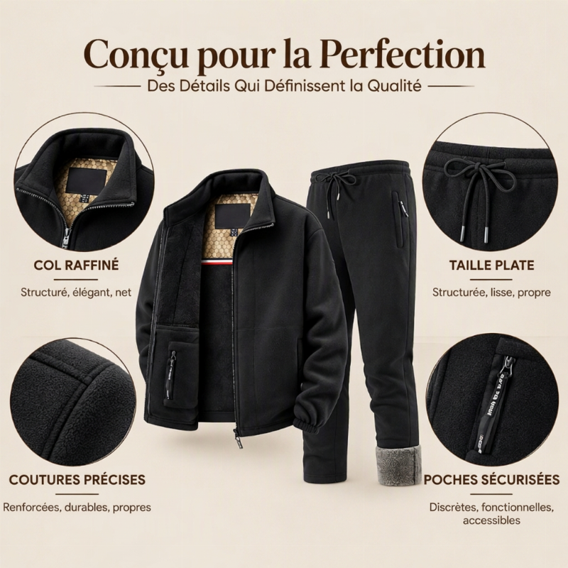 Ensemble veste et pantalon thermiques décontractés unisexe