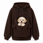 Sweat à capuche pochette kangourou ample avec fermeture éclair pour transport d'animaux