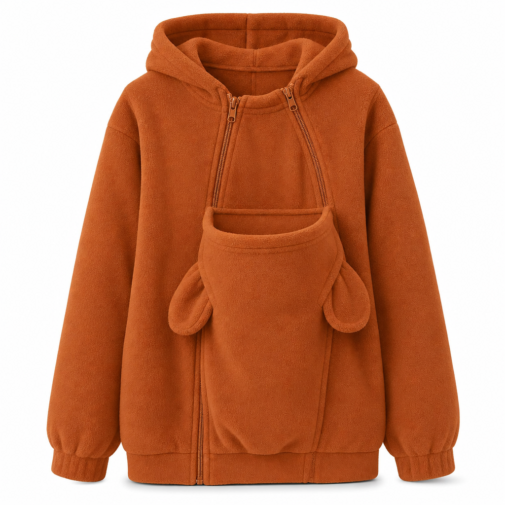 Sweat à capuche pochette kangourou ample avec fermeture éclair pour transport d'animaux
