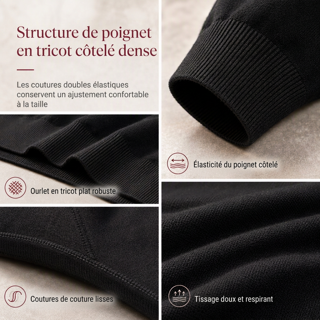 Pull-over en maille à manches longues et couleur unie pour homme