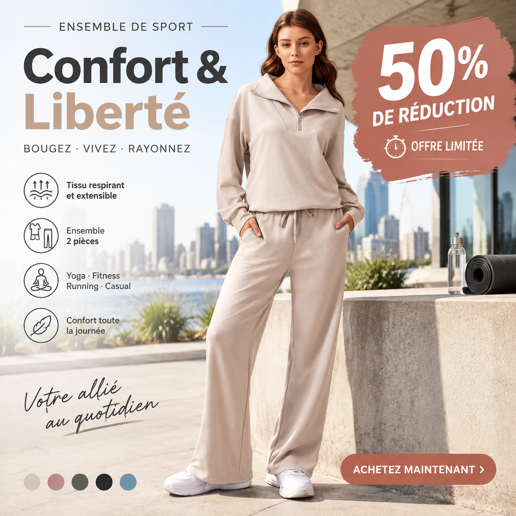 ❄️ 50 % DE RÉDUCTION ! ⏰ Ensemble de sport 2 pièces pour femmes ✨
